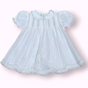 Vintage Feltman Brothers Baby Girls Embroidered Lace Tucks‎ Slip Dress 9 Months